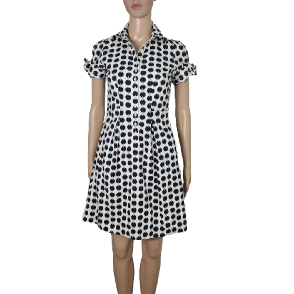 Club Monaco Black & White Pleated Mini Shirt Dress Women's Size 0 - Picture 7 of 13